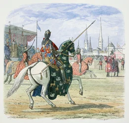 King Richard II stops the duel between the Dukes of Hereford and Norfolk, 1398, 1864