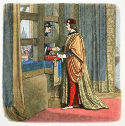 Meeting of Edward IV of England and Louis XI of France at Picquigny, France, 1475