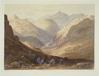 Fortress of Alimusjid, and the Khybur Pass, Plate 13 from Scenery, Inhabitants and Costumes of Afghanistan, Engraved by W.L. Walton