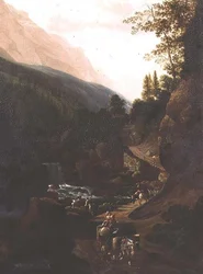 Muleteers on a Mountain Path by a Torrent