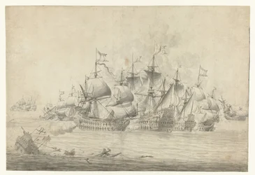 A Sea Battle, Possibly at Lowestoft on June 13, 1665 (right panel)