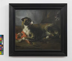 A Boar Hound with a Joint of Meat Near an Enraged Cat, c.1647-55
