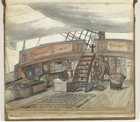 Deck View of an East Indiaman with Helmsman at the Helm