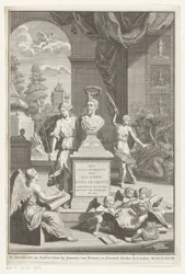 Bust of Hugo Grotius Crowned by Victoria (The Life and Work of Mr. Hugo Grotius) (Title Page for: Caspar Brandt and Adriaan van Cattenburg, History of the Life of Mr. Hugo Grotius, 1727)