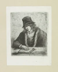 Reading Man with Hat (The Compleat Work of Etchings by John Chalon)