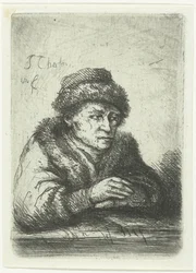 Adult Man at a Table, in Fur Coat