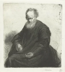 Seated Old Man with Long Cloak
