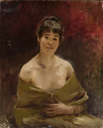 Study of a Model in Green Drapery
