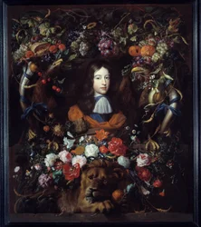 Portrait of William III of Orange in a Medallion of Flowers