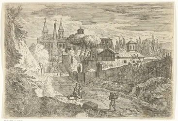 Italianate Landscape with Travelers by City Walls