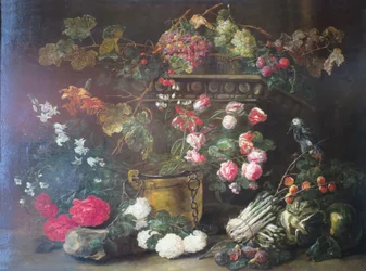 Still Life with Flowers, Fruit and a Parrot