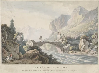 View of the Bridge at Saint Maurice in Switzerland