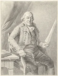 Portrait of Reinier Vinkeles I, Sitting in a Chair with a Sheet of Paper in Hand