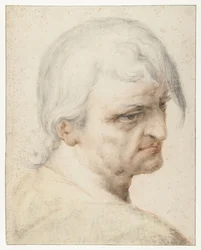 Head of a Man Looking Over His Right Shoulder, Three-Quarter View to the Right