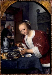 Young Girl Eating Oysters