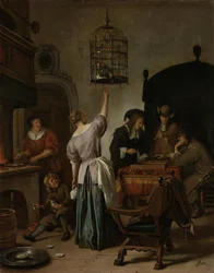 Interior with a Woman Feeding a Parrot, Known as 