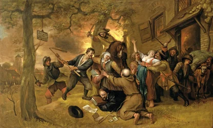 Peasants and Soldiers Outside a Tavern - An Allegory of the Rape of the Netherlands
