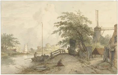 Landscape with Bridge and House along a Road by Water