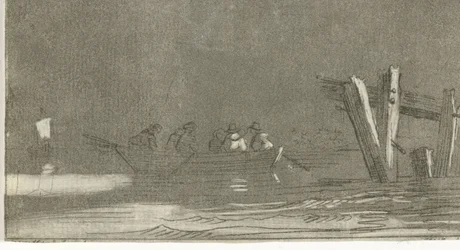 Rowboat with Figures on a River