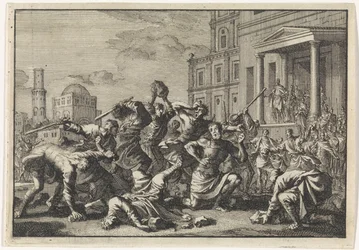 Herod Orders His Barber Tryphon, Tyro, and His Son to be Stoned on Suspicion of Treason