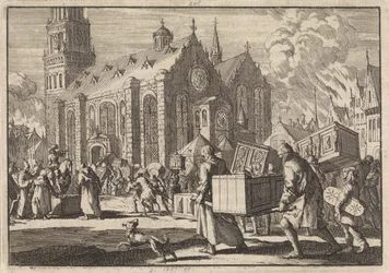 Residents of Speyer Trustingly Bring Their Furniture to the Cathedral Where It Is Burned by French General Monclar, 1689