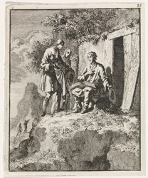 Hermit Visited by Two Figures
