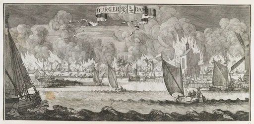View of the village of Durgerdam, near Amsterdam, during the fire of 1687