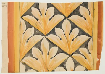 Frieze with palmette motifs enclosed in diagonal grids. Cartoon for the polychromy of St. Mary