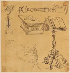 Treasury. Pulpits, Table, Dog – Loose Sketches.