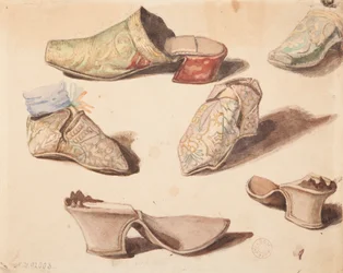 Costume studies - Six shoes drawn during the opening of graves in the Carmelite church in Wiśnicz