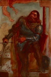 Sketch for the painting "Wacław Wilczek during the defence of the Benedictine monastery in Trzebice in Moravia in 1468 against Matthias Corvinus"
