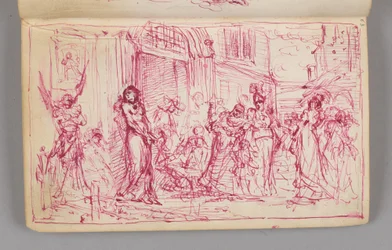 Sketchbook. One-sided Drawing. Obverse: Compositional Sketch of an Unknown Scene ("Illumination of the Prostitute"?)