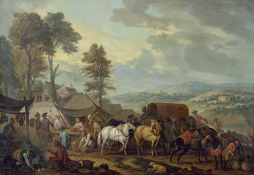 Piedmontese Soldiers in an Italian Village
