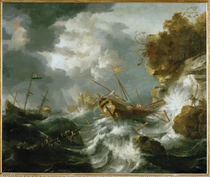 Ships in distress on a coast