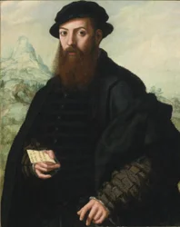 Portrait of a Bearded Man, Aged 34, Before an Extensive Landscape