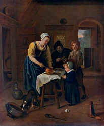 A Peasant Family at Meal-time Grace before Meat