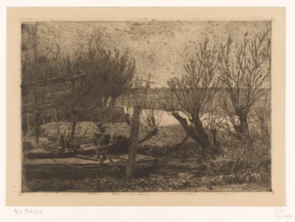 Landscape with Boats in a Ditch near a Canal