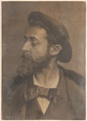 Portrait of a Man with Beard and Hat, Facing Left