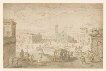 The Month of February: Carnival Scene in an Italian Square