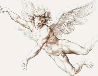 Naked male flying angel