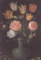 Vase of Flowers with Diamonds on the Table
