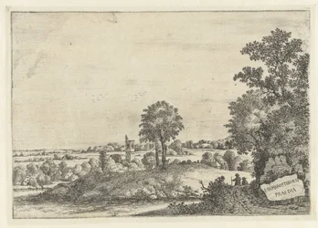Landscape with Two Men on a Sandy Road and View of a Village, Landscapes