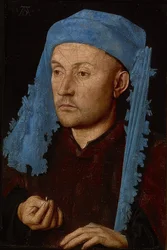 Portrait of a Man with a Blue Chaperon (Man with the Ring). Around 1429