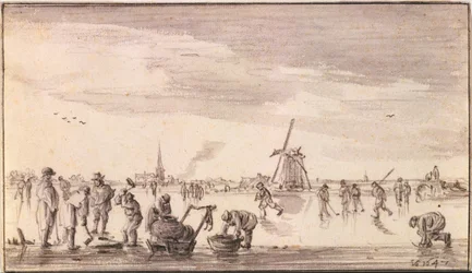 Winter Landscape with Skaters and Fishermen