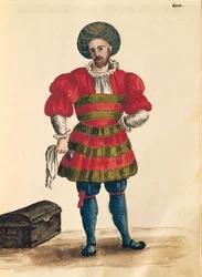 Venetian clothing: Venetian traveler, from illustrated book of costumes