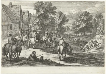View of a Village with Riders in the Foreground