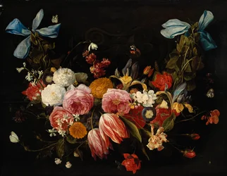 A Swag of Roses, Tulips, Dahlias and Other Flowers