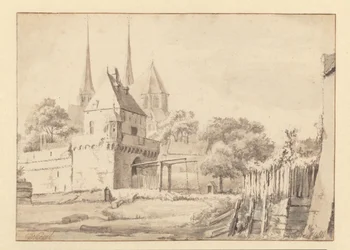 View of the Bergpoort and Bergkerk in Deventer