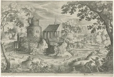 Deer Hunt by a Chapel