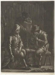 Card Players Around a Barrel